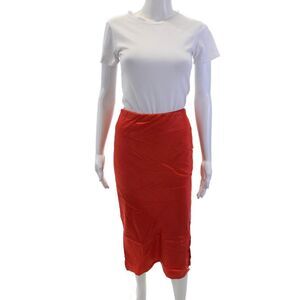 Cami Womens Silk Straight Pencil Long Red Skirt Size M